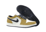 נעלי נייק-NIKE AIR JORDAN 1 LOW -FLAXEN-BLACK LOGO-WHITE