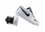 נעלי נייק-NIKE AIR JORDAN 1 LOW -WHITE-BLACK LOGO
