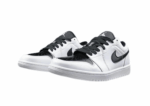 נעלי נייק-NIKE AIR JORDAN 1 LOW -WHITE-BLACK LOGO