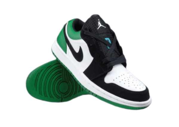 נעלי נייק-NIKE AIR JORDAN 1 LOW -WHITE-GREEN-BLACK LOGO