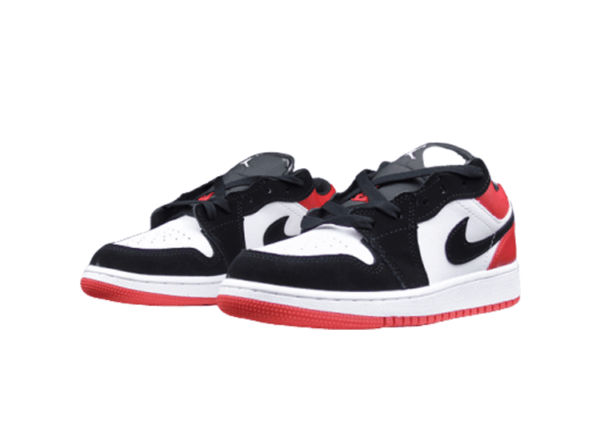 נעלי נייק-NIKE AIR JORDAN 1 LOW -WHITE-RED- BLACK LOGO