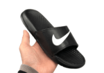 נעלי נייק NIKE SLIPPERS -BLACK LOGO-WHITE
