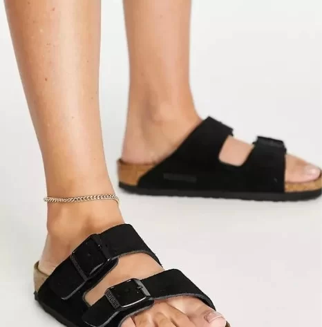 כפכפי בירקנשטוק | Birkenstock Arizona fur Suede Black