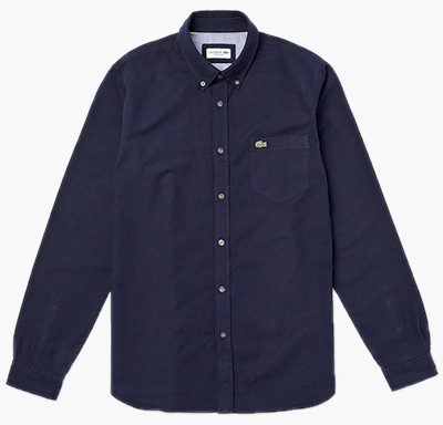 לקוסט-LACOSTE LONG MEN SHIRT - NAVY BLUE