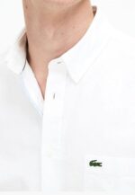 לקוסט-LACOSTE LONG MEN SHIRT - WHITE