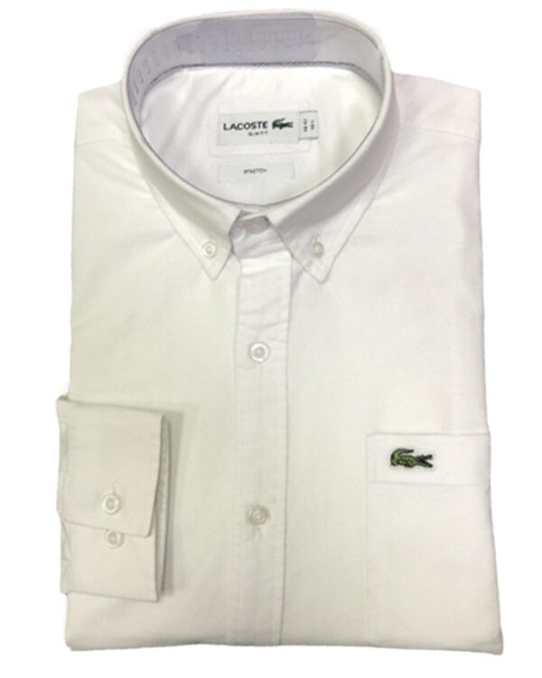 לקוסט-LACOSTE LONG MEN SHIRT - WHITE