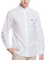 לקוסט-LACOSTE LONG MEN SHIRT - White Lilac