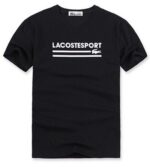 לקוסט-LACSOTE TSHIRT DESGIN MEN SHORT - Black & White Logo