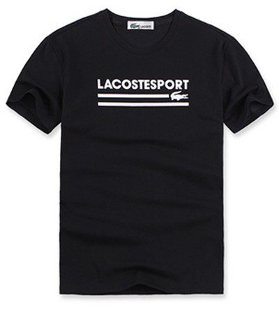 לקוסט-LACSOTE TSHIRT DESGIN MEN SHORT - Black & White Logo