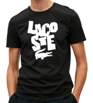 לקוסט-LACSOTE TSHIRT DESGIN MEN SHORT - Black & White Logo
