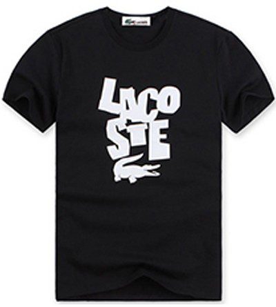 לקוסט-LACSOTE TSHIRT DESGIN MEN SHORT - Black & White Logo