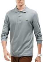 לקוסט-LACSOTE TSHIRT MEN POLO LONG - Gray