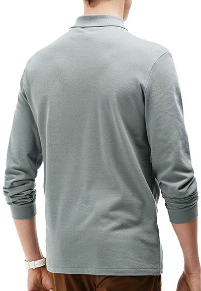לקוסט-LACSOTE TSHIRT MEN POLO LONG - Gray