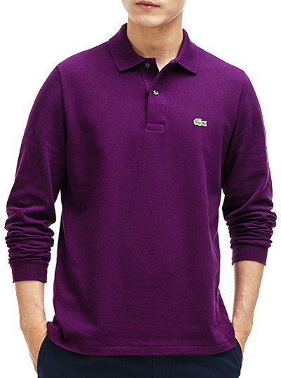 לקוסט-LACSOTE TSHIRT MEN POLO LONG - Palatinate Purple