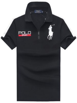 ראלף לורן-RALPH LAUREN POLO TSHIRT MEN'S SHORT DESGIN - Black
