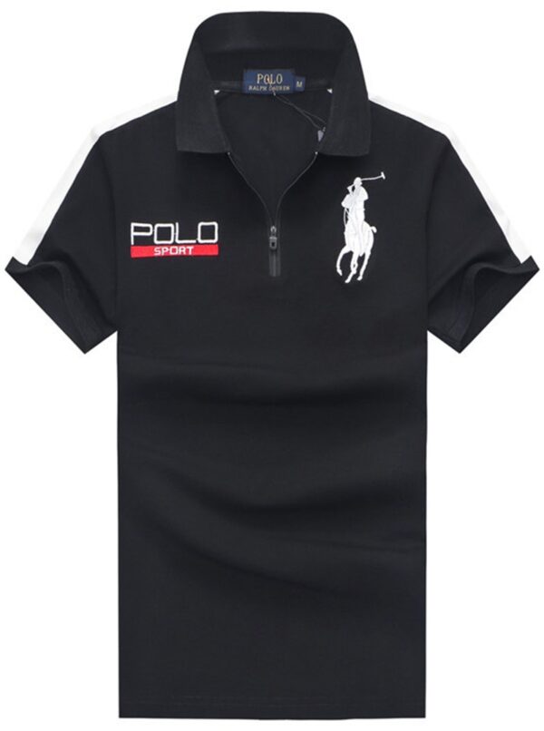 ראלף לורן-RALPH LAUREN POLO TSHIRT MEN'S SHORT DESGIN - Black