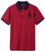 ראלף לורן-RALPH LAUREN POLO TSHIRT MEN'S SHORT DESGIN - Fire Brick