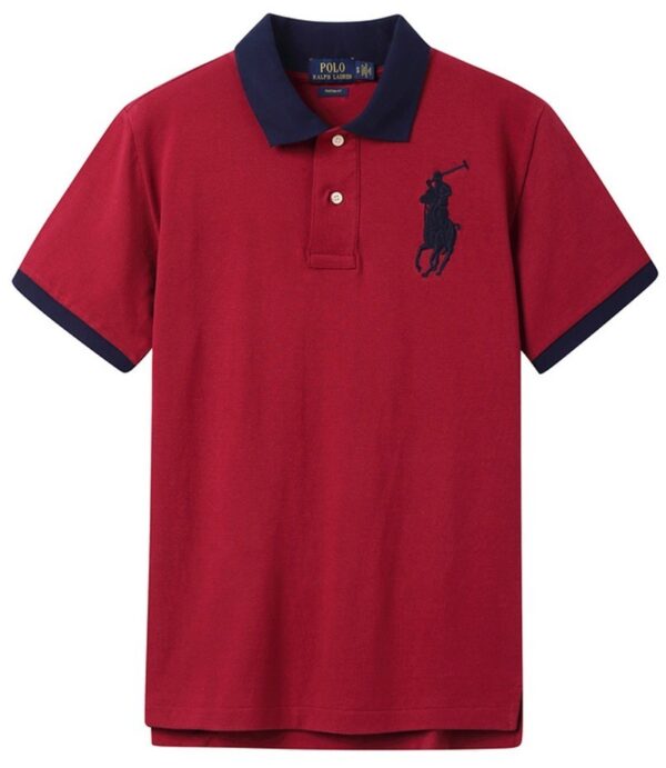 ראלף לורן-RALPH LAUREN POLO TSHIRT MEN'S SHORT DESGIN - Fire Brick